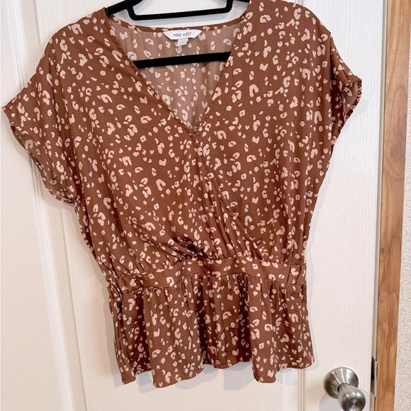 Nine West Brown Animal Print Blouse - Picture 1 of 4